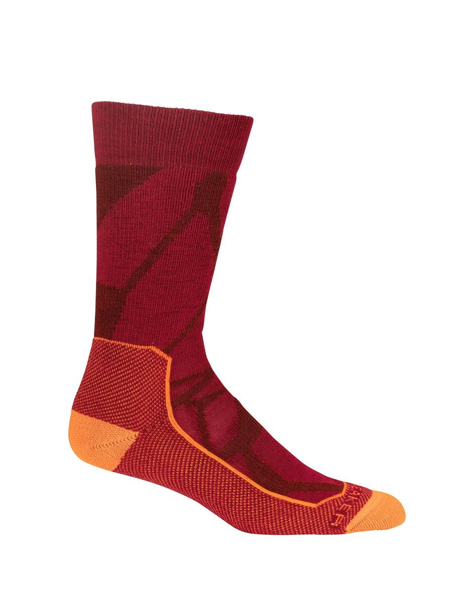 Women's Icebreaker Merino Hike+ Medium Crew Fractured Landscapes Socks Cherry / Espresso | CA 1541OKIR